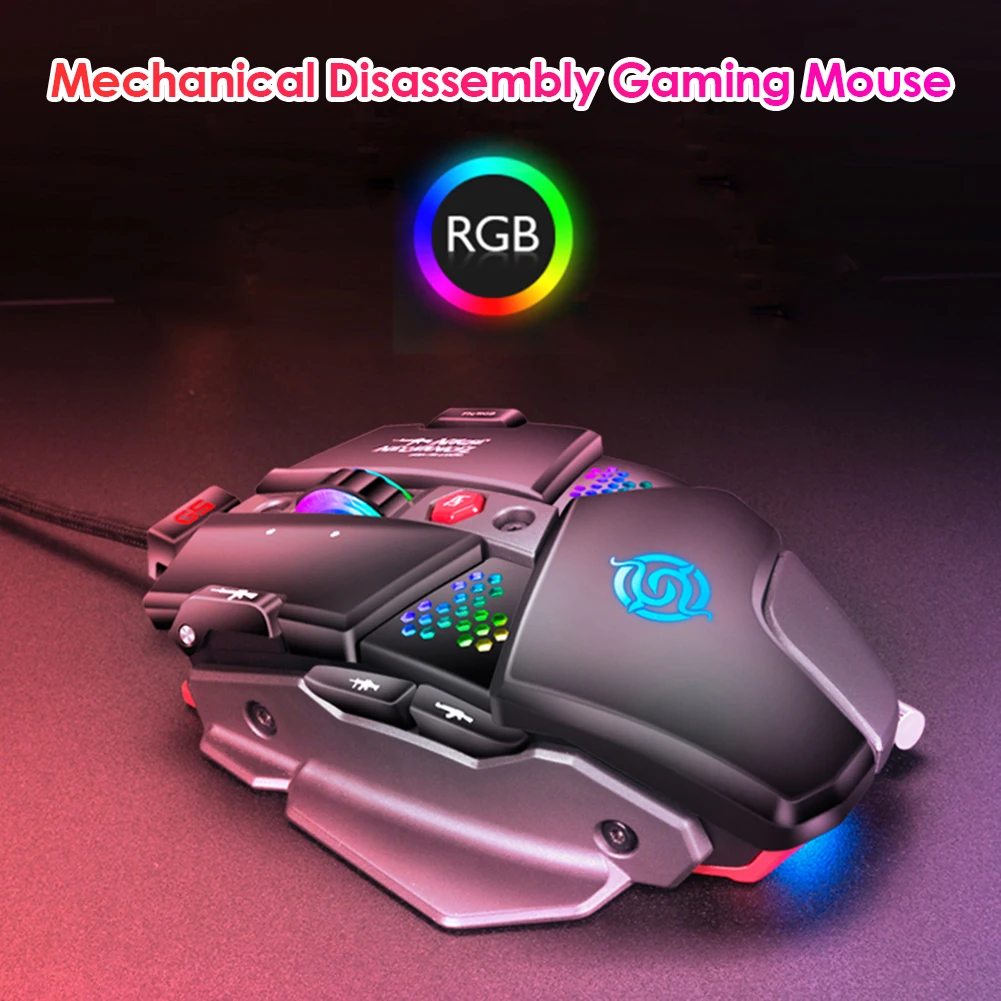 VODOOL Noi G9 USB cu Fir Mouse de Gaming 6400 DPI, 8 Butoane de Joc mouse-uri RGB lumina de Fundal de Metal Mecanice Mouse-ul pentru PC Gamer 5